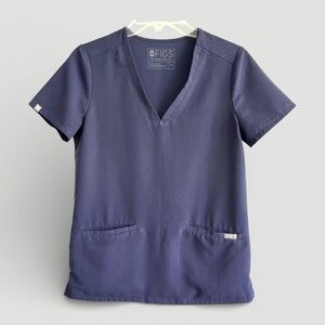 FIGS Navy Scrub Top Two Front Pockets Size XS